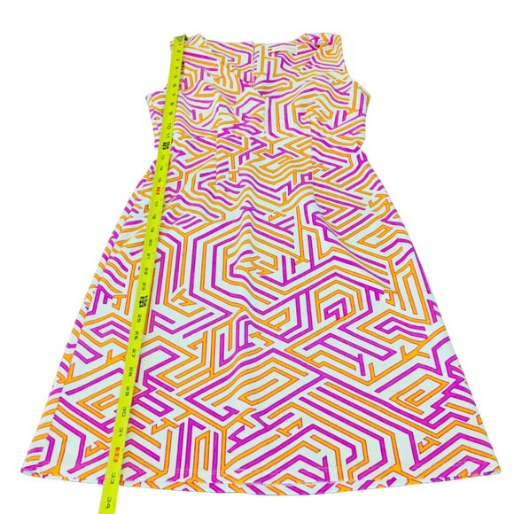 Jude Connally Dress White Pink Orange Stretch Sleeveless Geometric Women’s 2 XS - Picture 12 of 15